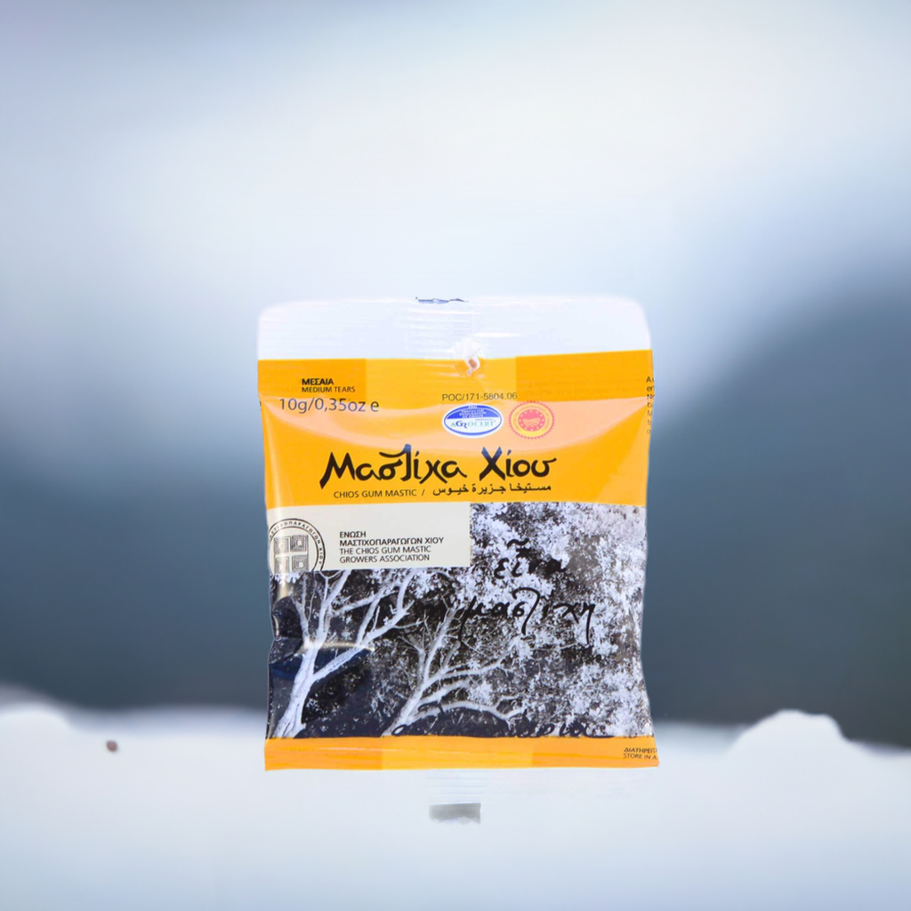 Masticha slzy, střední krystaly